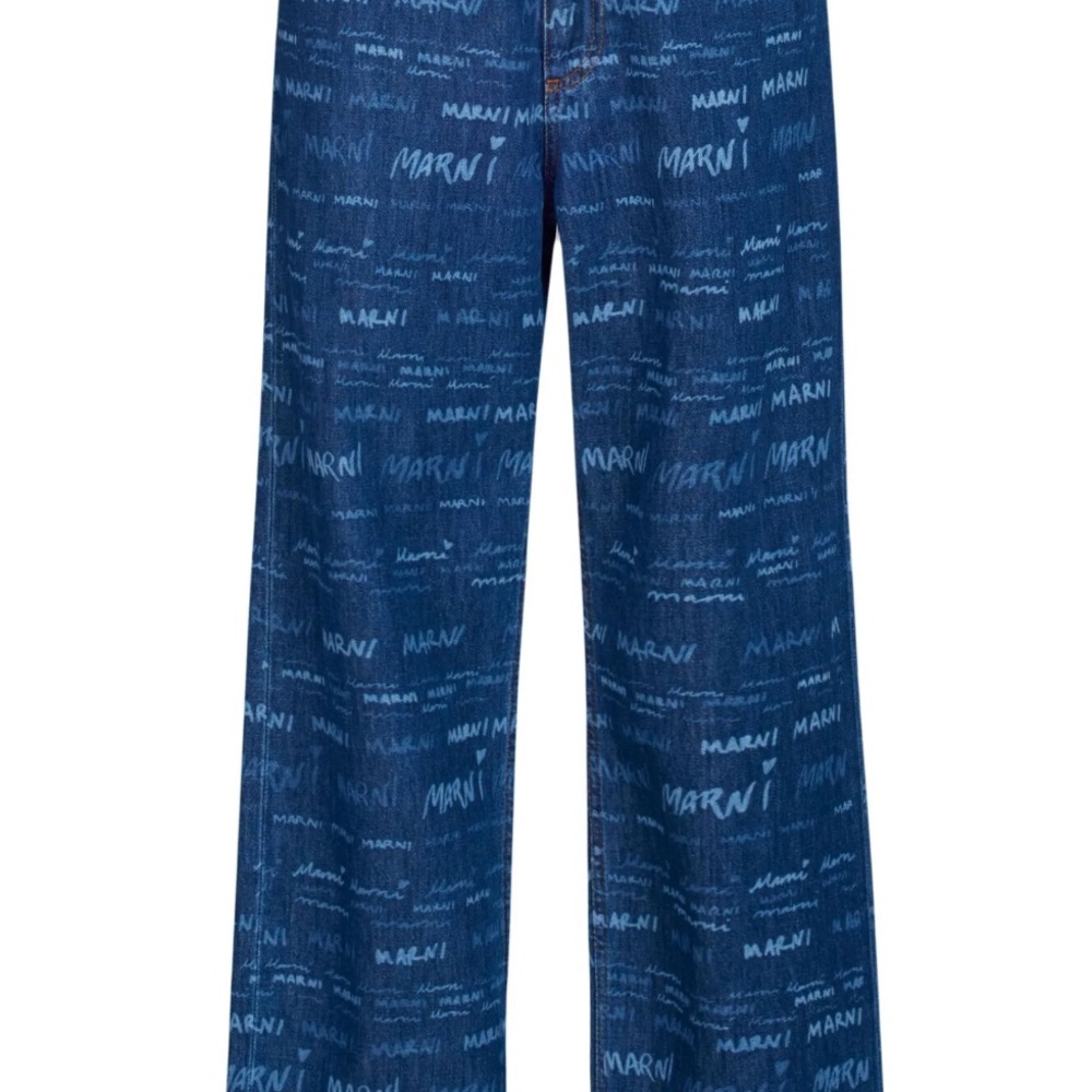 Marni logo patch straight leg jeans